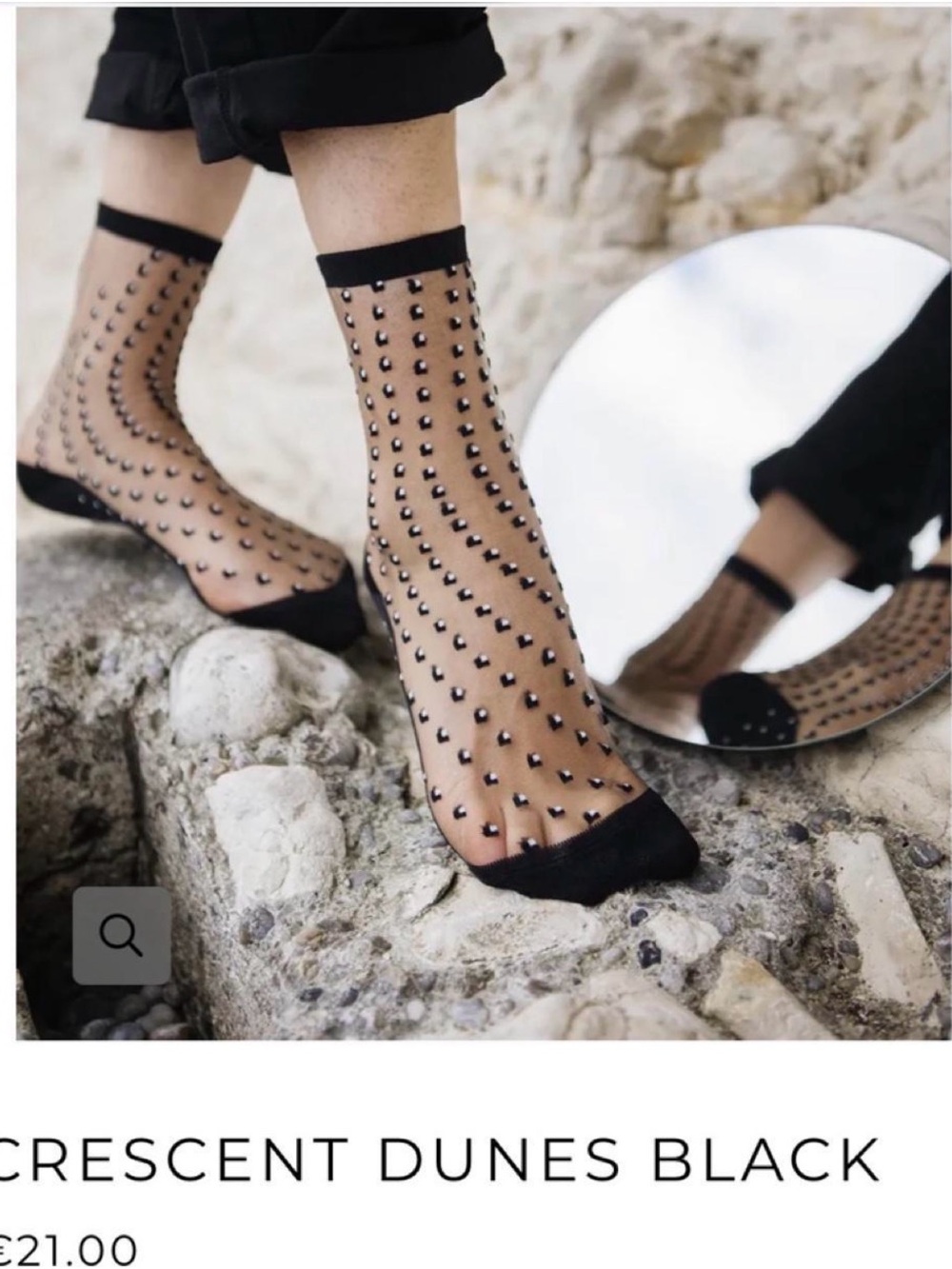 Crescent Black Sheer Ankle Socks with Stud Embellishments